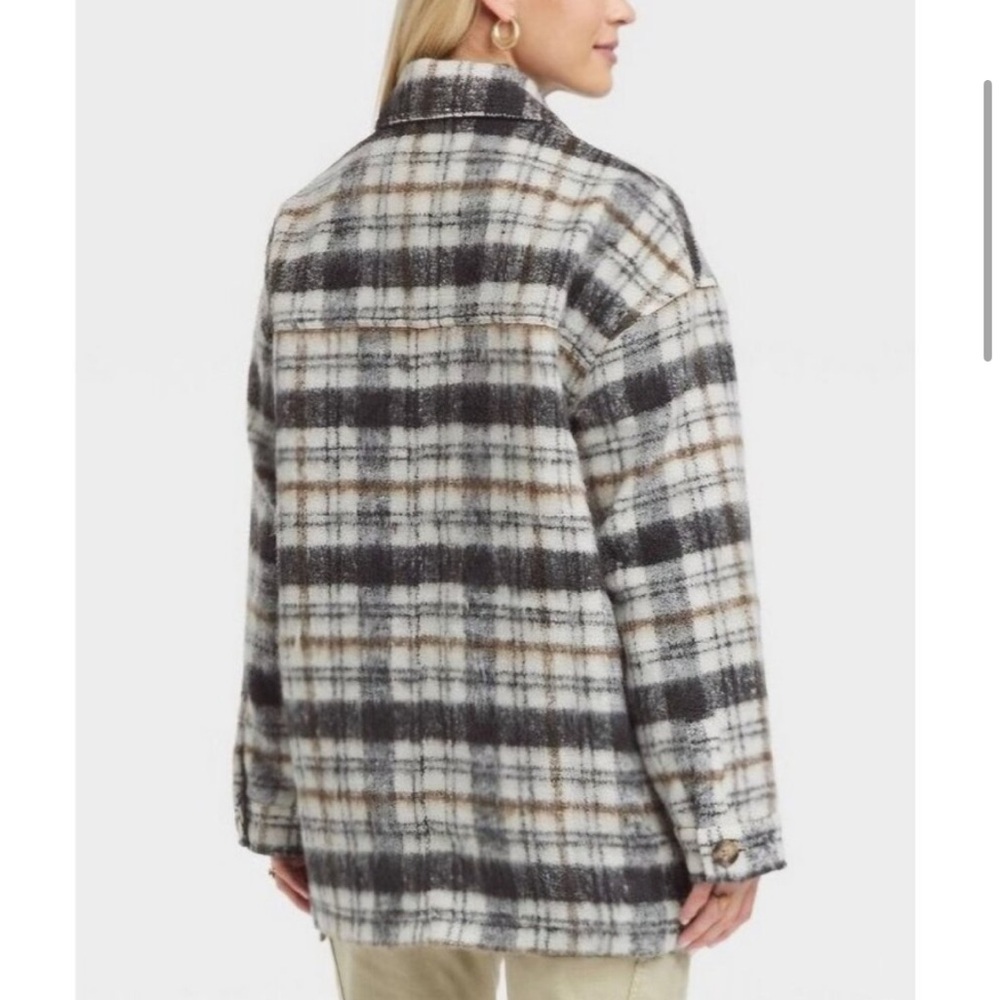 Universal Thread Wool Blend Plaid Shacket – Tan Black – XS NWT - Picture 2 of 6